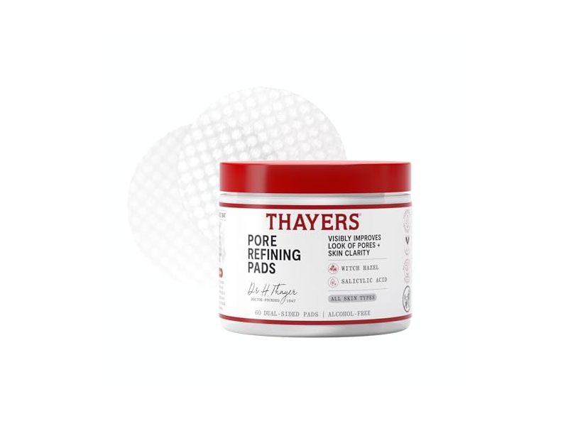 Thayers Pore Refining Dual-Sided Pads, Witch Hazel & Salicylic Acid, 60 Count