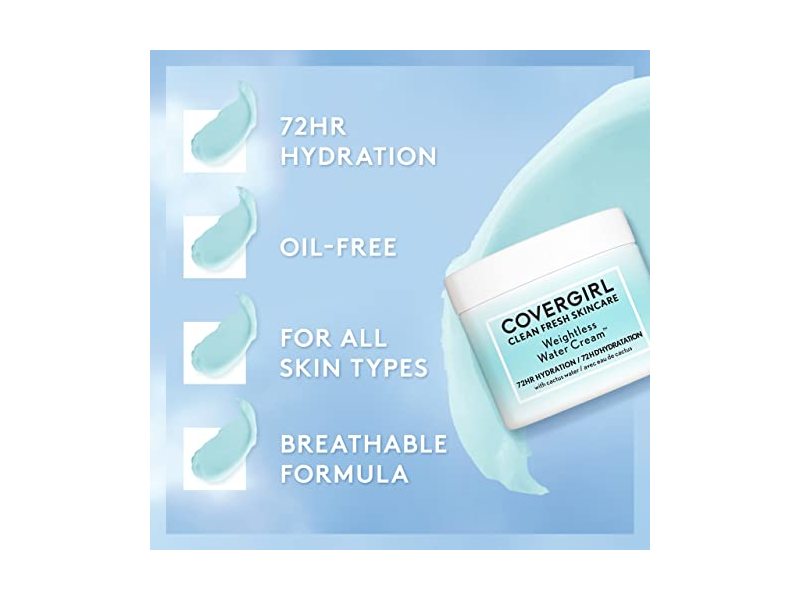 Covergirl Clean Fresh Skincare Weightless Water Cream, 2.0 oz