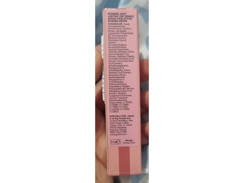Rom&Nd Juicy Lasting Tint Gloss, 25 Bare Grape, 5.5 g