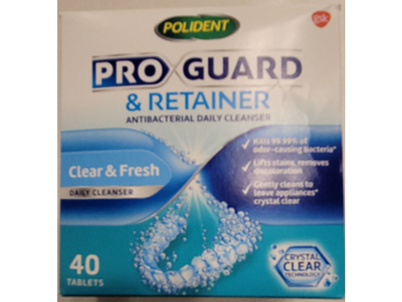 Polident Pro Guard & Retainer Antibacterial Daily Cleanser, Clear & Fresh, 40 Count, Pack Of 3