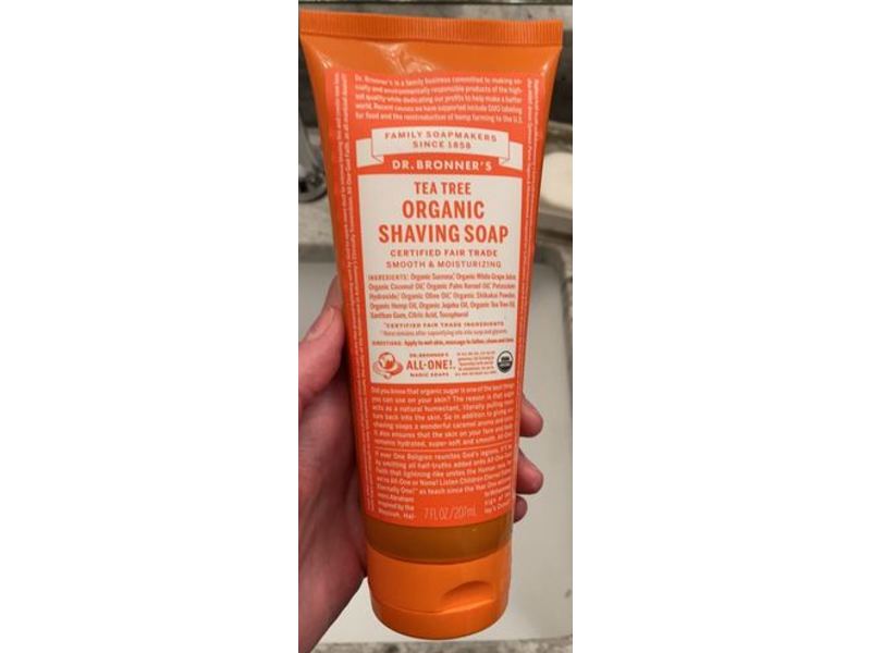 Dr.Bronner's Tea Tree Organic Shaving Soap, 7 fl oz/207 mL