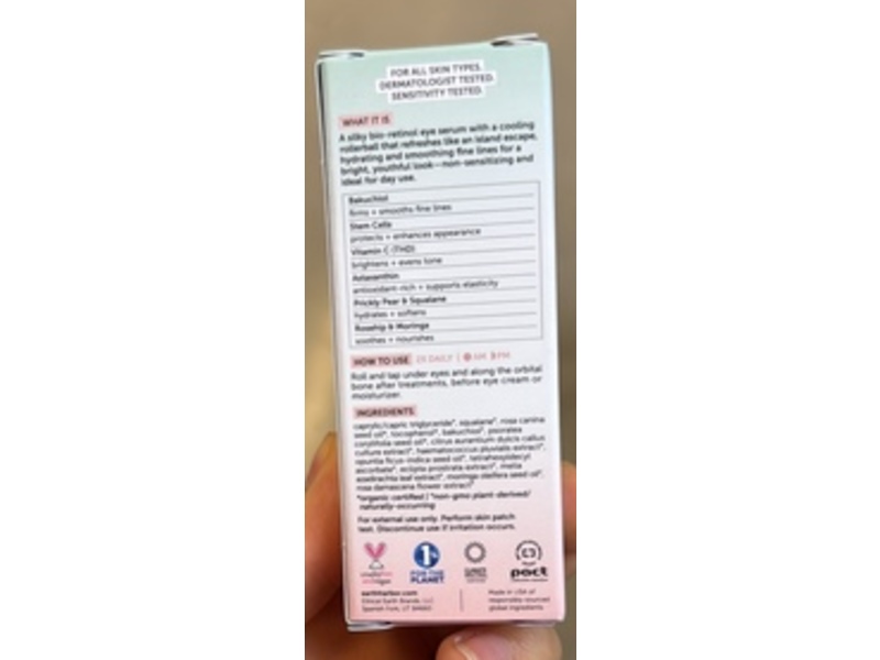 Earth Harbor Isla Bio-Retinol Youth Eye Serum, 1% Plant Retinol+Stem Cells, 0.33 fl oz/10 mL