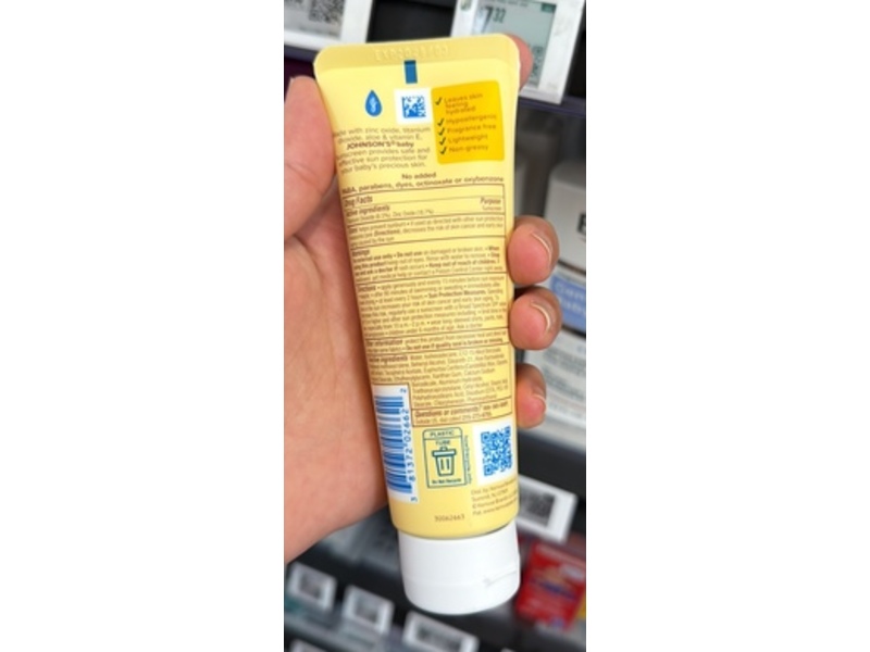 Johnson's Baby Mineral Sunscreen Lotion, SPF 30, Aloe+Vitamin E, 3.0 fl oz/88 mL