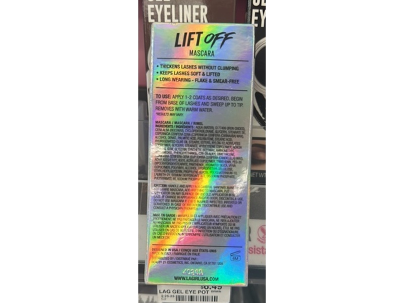 L.A. Girl Lift Off Mascara, 0.375 fl oz/11.1 mL