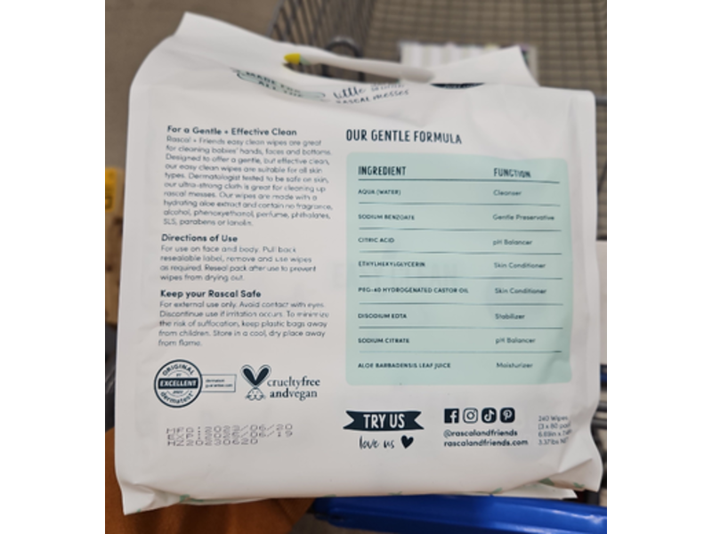 Rascal + Friends Easy Clean Baby Wipes, 240 Count