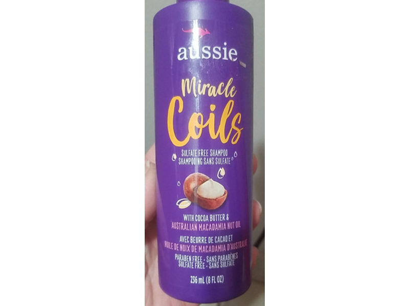 Aussie Miracle Coils Sulfate Free Shampoo, Cocoa Butter & Australian Macadamia Nut Oil, 8 fl oz/236 mL, Pack Of 3
