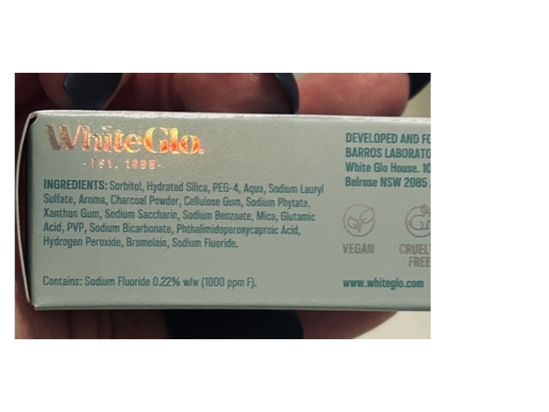 White Glo Whitening Toothpaste, Charcoal, 24 g