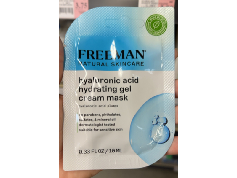 Freeman Hydrating Gel Cream Mask, Hyaluronic Acid, 0.33 fl oz/10 mL