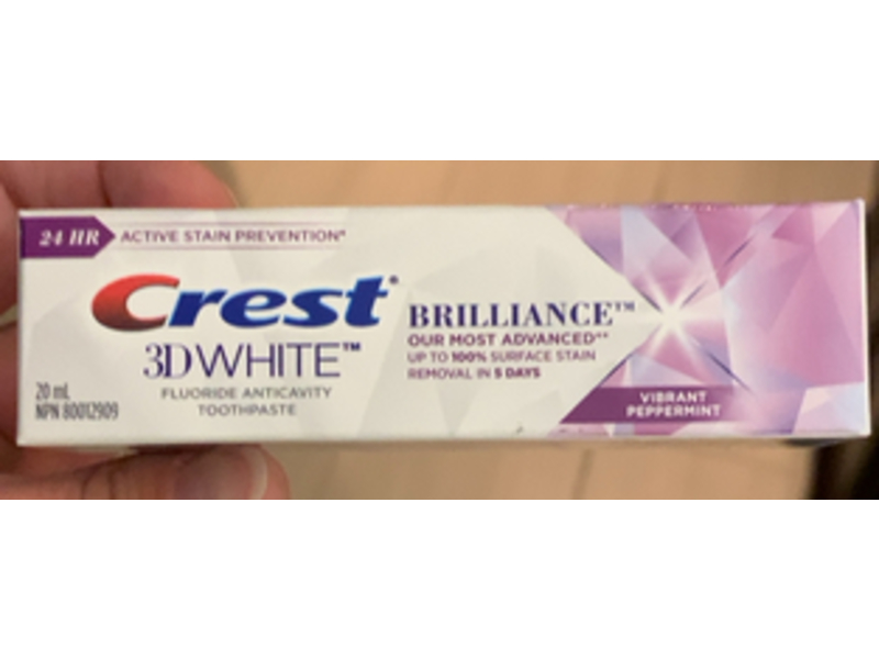 Crest 3D White Flooride Anticavity Toothpaste, Vibrant Peppermint, 20 mL