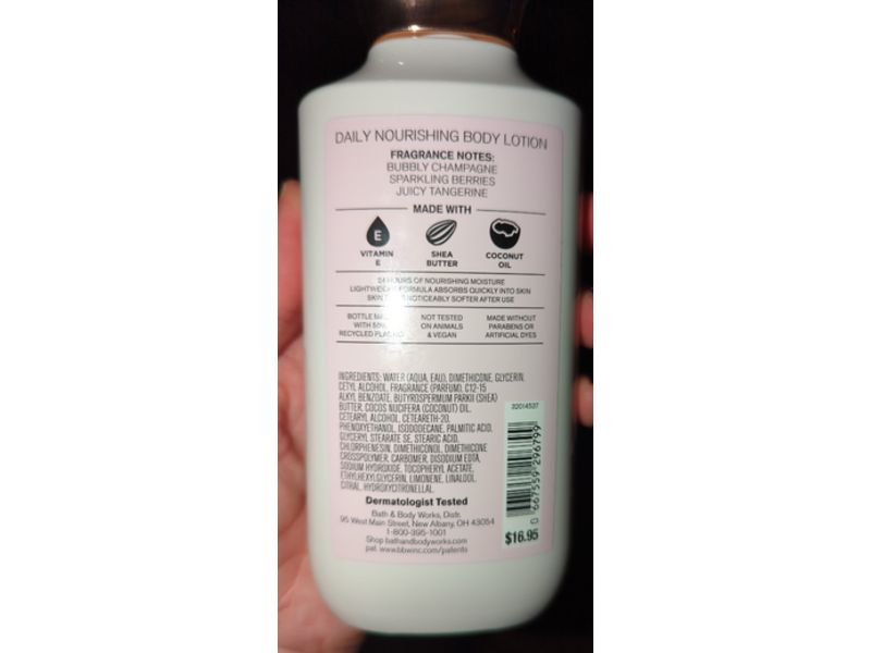 Bath & Body Works Champagne Toast Daily Nourishing Body Lotion, Shea Butter & Coconut Oil, 8 fl oz/236 mL