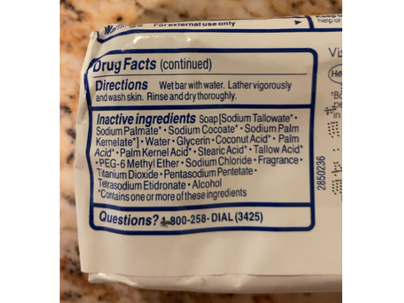 Dial Complete Antibacterial Clean Deodorant Bar Soap, White, 4 oz/113 g, 8 Count