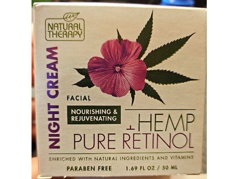 Natural Therapy Facial Night Cream, Hemp & Pure Retinol, 1.69 fl oz/50 mL