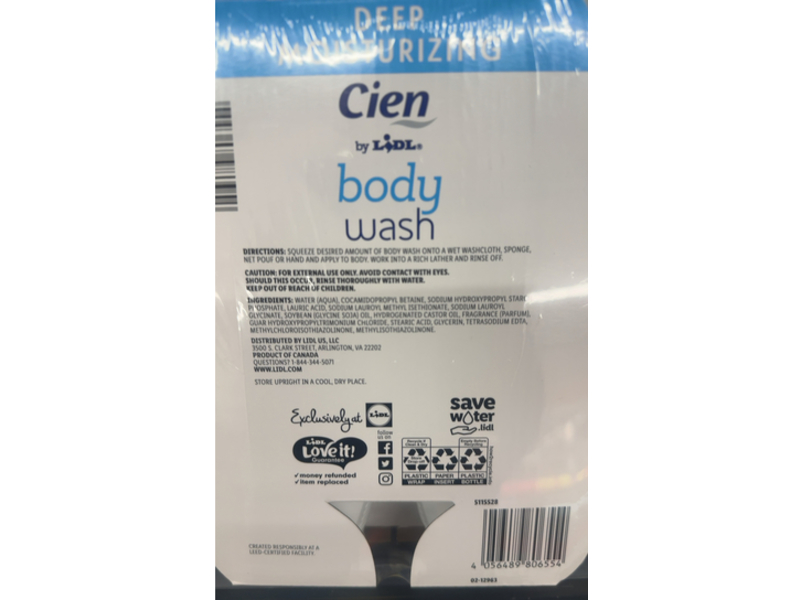 Lidl Cien Body Wash, Deep Moisturizing, 22 fl oz/650 mL