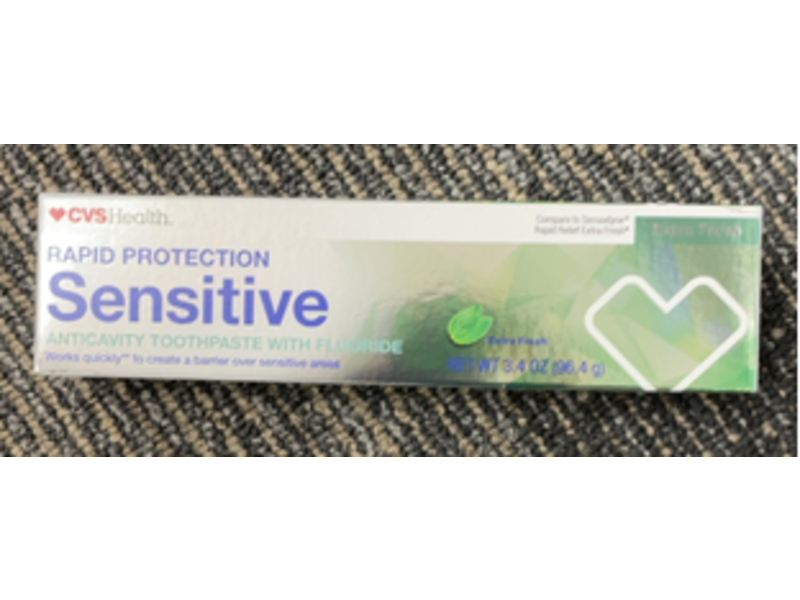 CVS Health Rapid Protection Sensitive Toothpaste, Extra Fresh, 3.4 oz/96.4 g