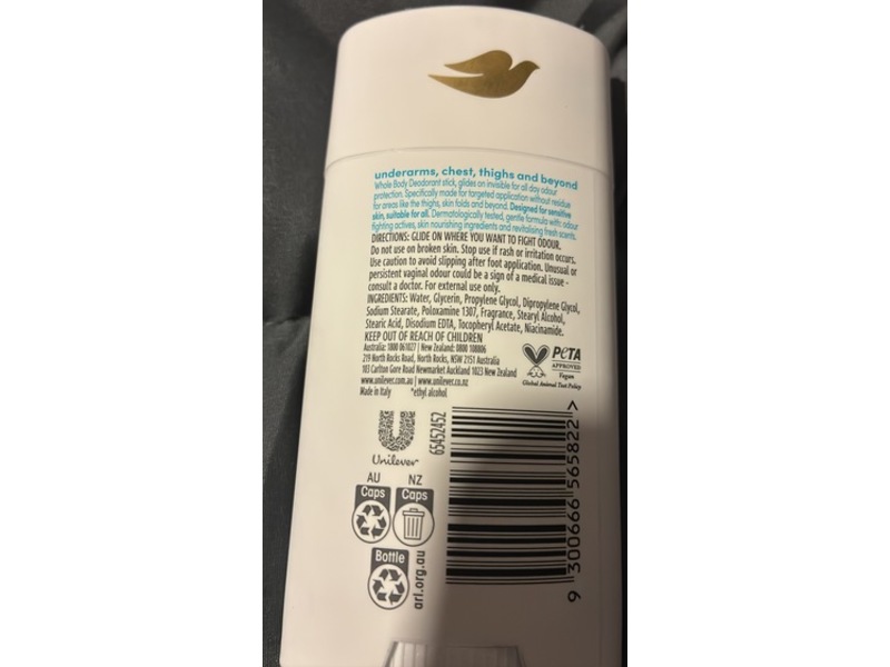 Dove Whole Body Deodorant Stick, Sea Mist & Peony, 81 g