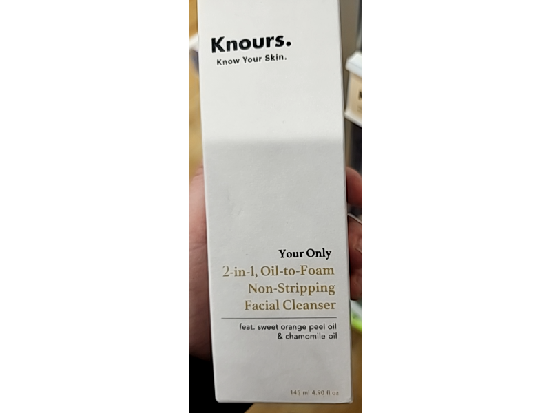 Knours Your Only 2-In-1 Oil-To-Foam Non-Stripping Facial Cleanser, 4.90 fl oz/145 mL