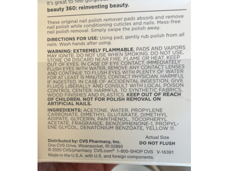 Beauty 360 Nail Polish Remover Pads, 10 Count