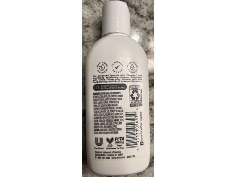 Dove Glow Recharge Brightening Serum Body Wash, Orange Blossom, 3 fl oz/88 mL