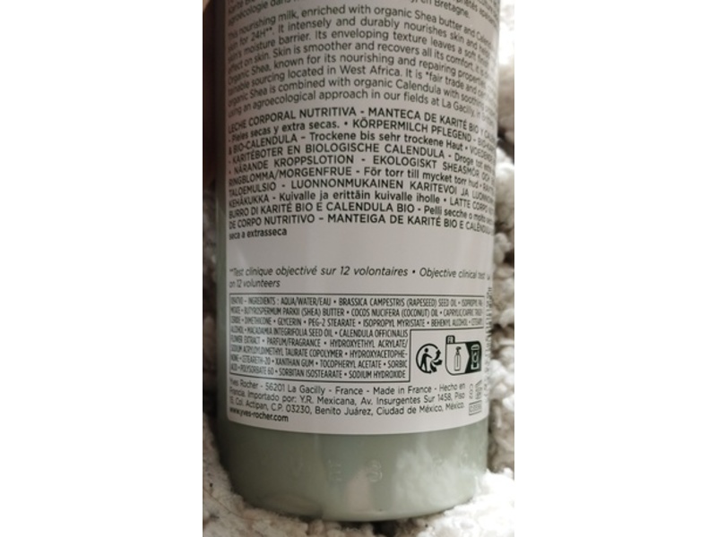 Yues Rocher Repair Nourishing Body Milk, Organic Shea Butter + Calendula, 13.1 fl oz/390 mL