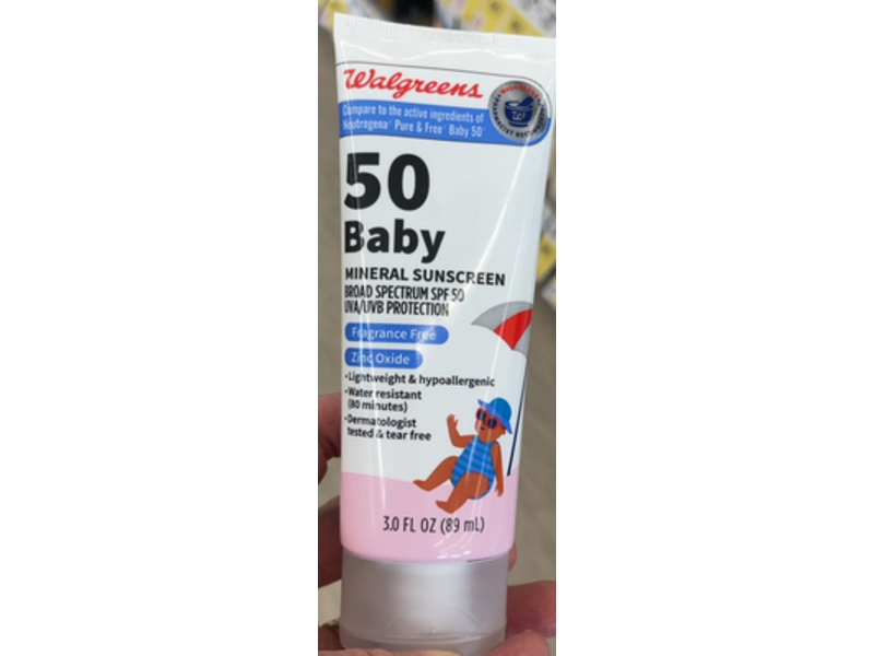 Walgreens Baby Mineral Sunscreen, SPF 50, 3 fl oz/89 mL
