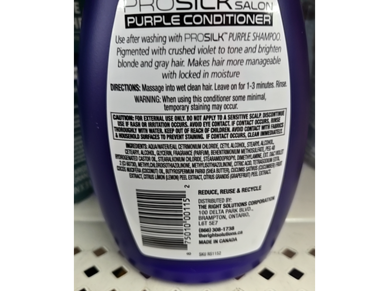 Pro Silk Salon Purple Conditioner, Coconut Oil & Shea Butter, 14 fl oz/414 mL