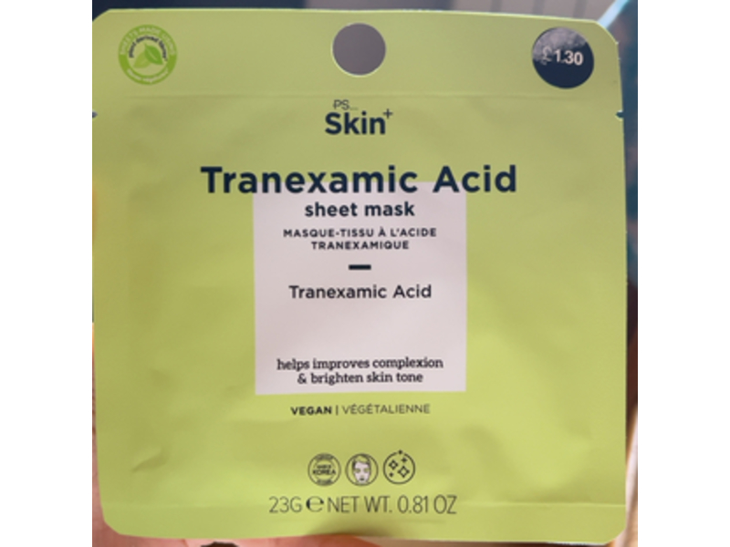 PS Skin+ Sheet Mask, Trenexamic Acid, 0.81 oz/23 g
