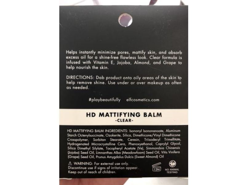 e.l.f. HD Mattifying Balm, Clear, 0.32 oz/9 g