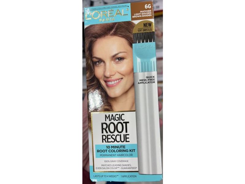 L'Oreal Paris Magic Root Rescue 10 Minute Root Coloring Kit, Permanent, 6G Light Golden Brown, 1 Application, Pack Of 2