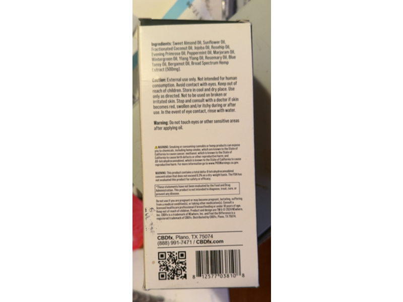CBD Fx Botanical Massage Oil, Jojoba & Evening Primrose, 6.76 fl oz/200 mL