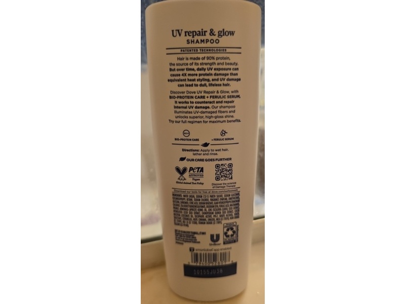 Dove UV Repair & Glow Damage Therapy Shampoo, 12 fl oz/355 mL