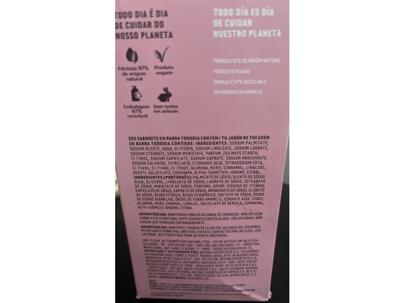 Natura Tododia Pure Vegetable Soap Bar, Date and Cinnamon, 90 g, 5 Count