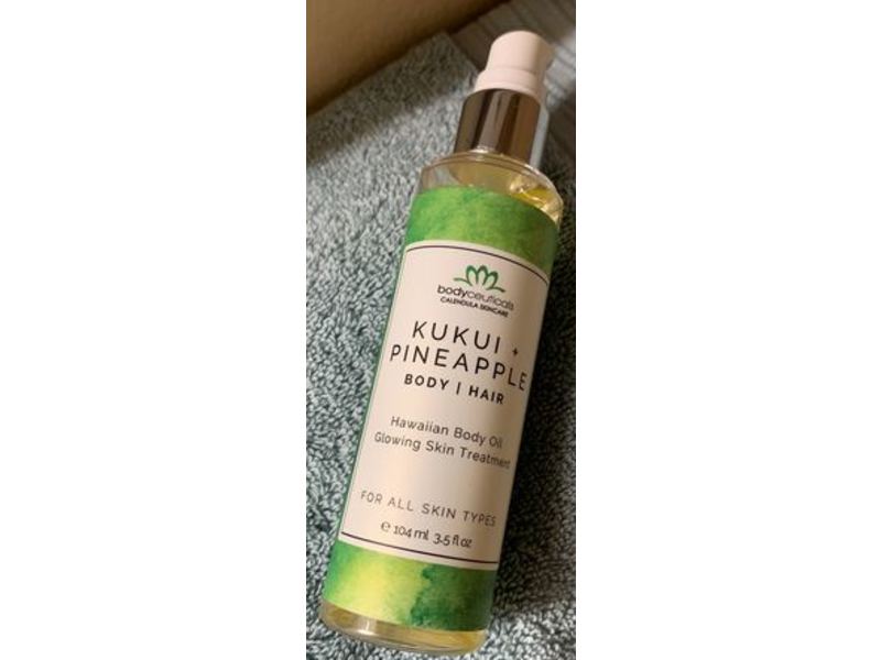 Bodyceuticals Calendula Skincare Hawaiian Body Oil, Kukui + Pineapple, 3.5 fl oz/104 mL