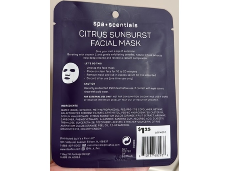 Spa Scentials Facial Mask, Citrus Sunburst, 0.81 oz/23 g