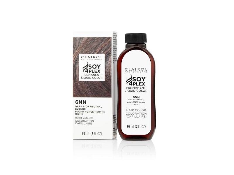 Clairol Professional Permanent Soy Complex Liquid Hair Color, 6NN Dark Rich Natural Blonde, 2 fl oz/59 mL