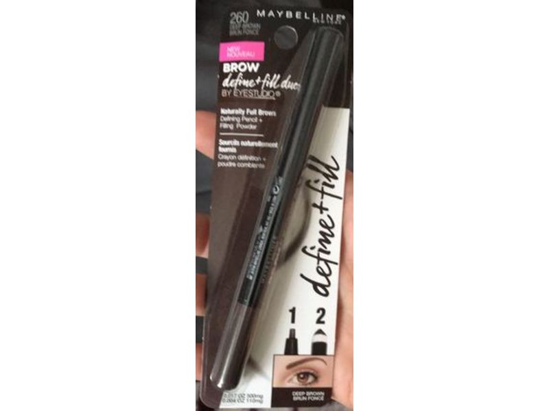 Maybelline New York Eye Studio Brow Define + Fill Duo, 260 Deep Brown, 0.21 oz