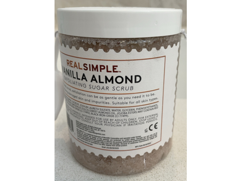 Real Simple Vanilla Almond Exfoliating Sugar Scrub, 26.4 oz/750 g