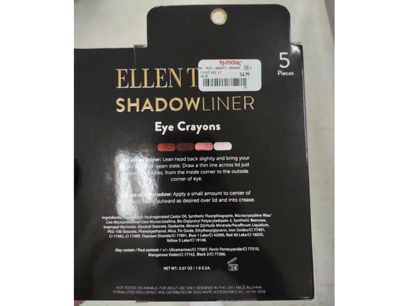 Ellen Tracy Shadowliner 5 Eye Crayons Set, 0.07 oz/1.9 g