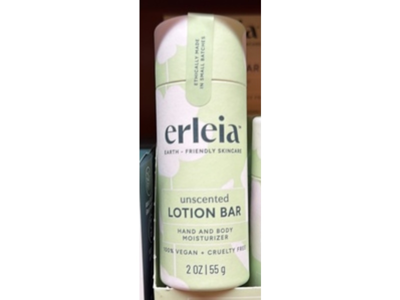 Erleia Hand And Body Moisturizer, Unscented Lotion Bar, 2 oz/55 g
