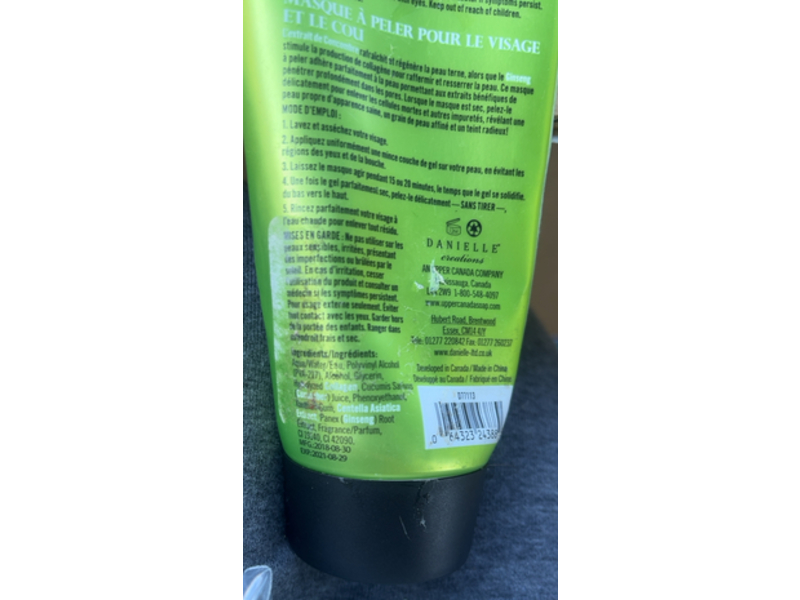 Danielle Creations Moisture Therapy Peel-off Face & Neck Mask, Cucumber Series, 5.29 oz/150 g