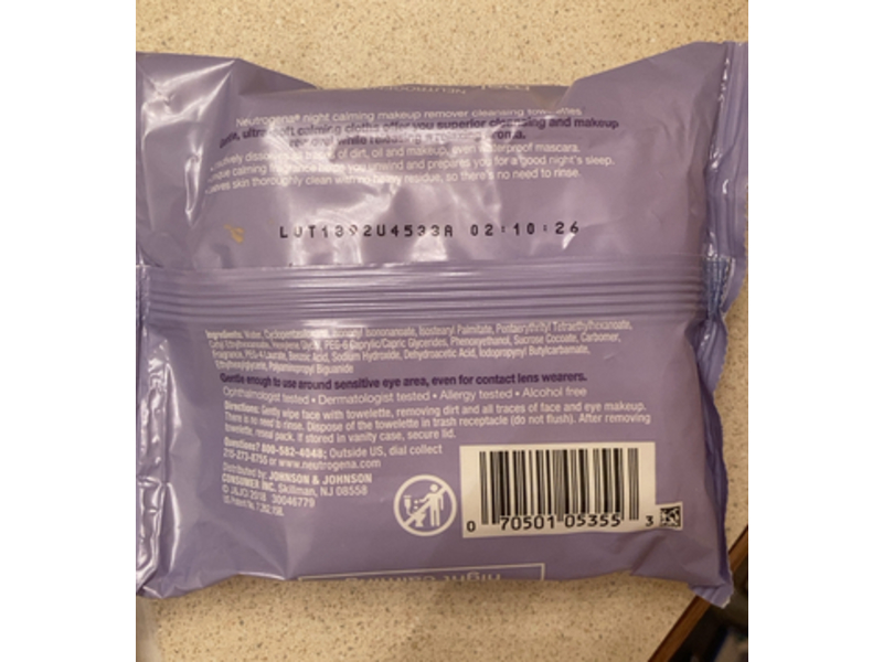 Neutrogena Makeup Remover Cleansing Towelettes, Night Calming