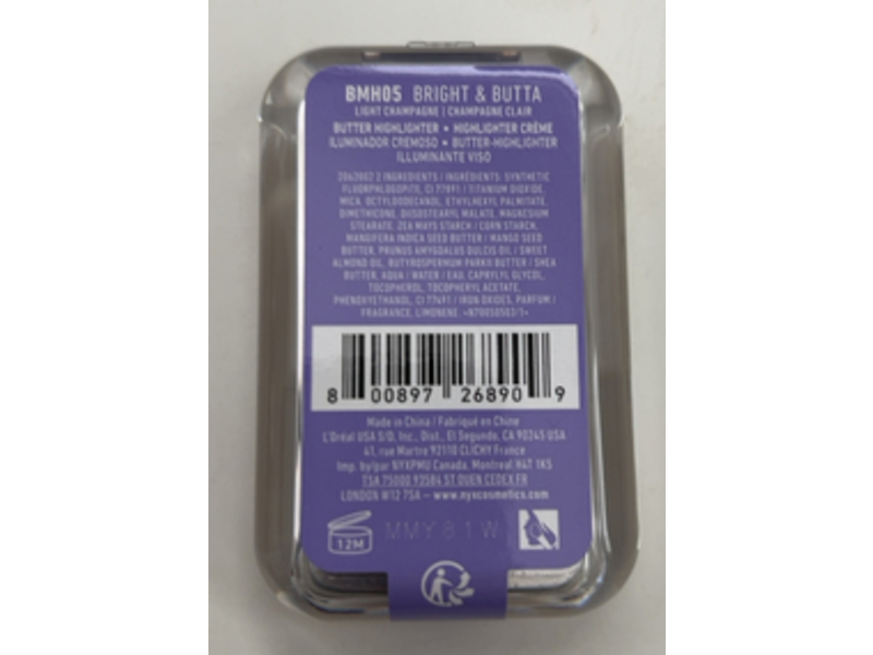 Nyx Professional Makeup Buttermelt Highlighter, Bright & Butta, 0.17 oz/5 g