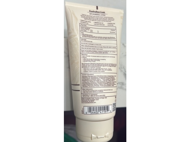 Australian Gold Mineral Sunscreen Lotion, SPF 30, Vanishing Nude Tint, 5 fl oz/147 mL