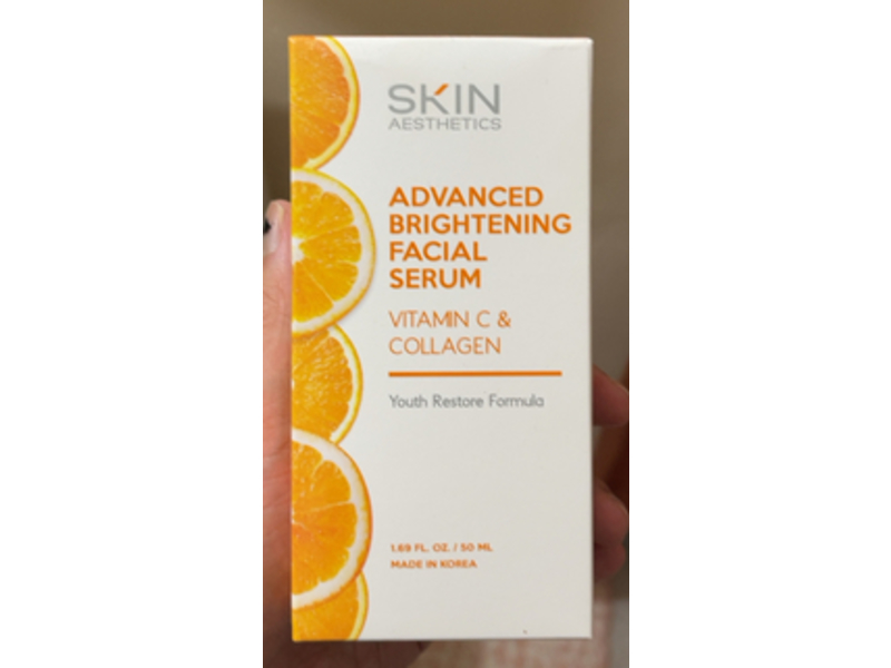 Skin Aesthetics Advanced Brightening Facial Serum, Vitamin C & Collagen, 1.69 fl oz/50 mL