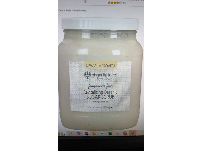 Ginger Lily Farms Botanicals Revitalizing Organic Sugar Scrub, Fragrance-Free, 64 oz/2390 g