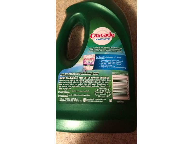 Cascade Complete Gel Dishwasher Detergent, Fresh Scent, 75 oz/2.12 kg