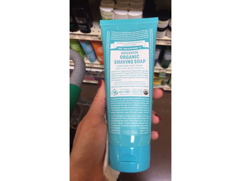 Dr. Bronner's Unscented Organic Shaving Soap, 7 fl oz/207 mL
