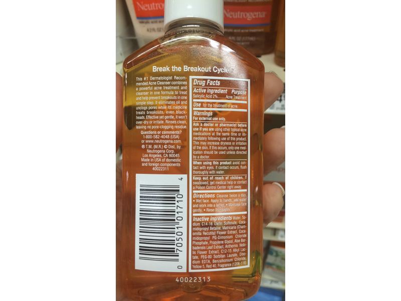 Neutrogena Oil-Free Acne Wash, 2% Salicylic Acid, 6 fl oz/177 mL