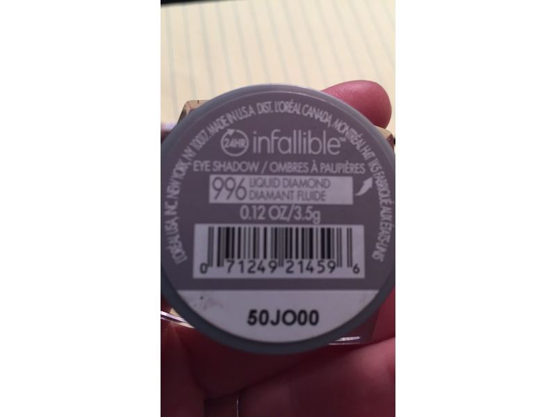 L'Oreal Paris Infallible 24 HR Eye Shadow, Liquid Diamond, 0.12 oz/3.5 g