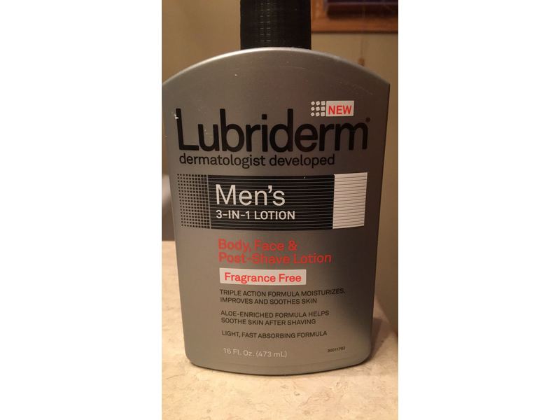Lubriderm Mens 3 in 1 Body, Face & Post-Shave Lotion Fragrance Free 16 FZ  (Pack of 6) Ingredients and Reviews