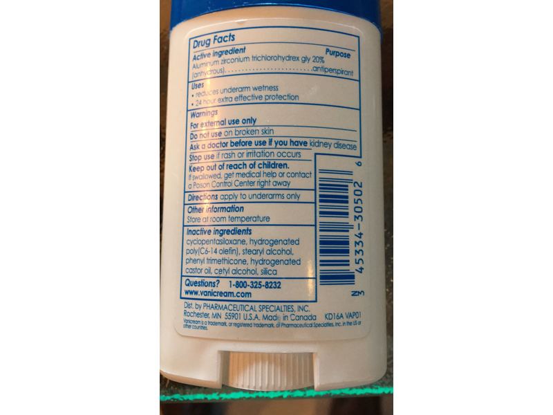 Vanicream Anti-perspirant/Deodorant, 2.25 oz/64 g